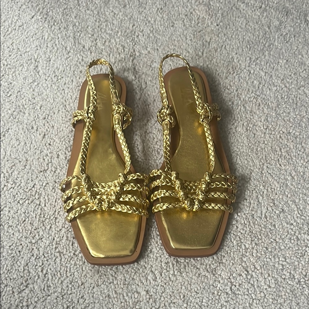 ZARA Gold Braided Women's Sandals